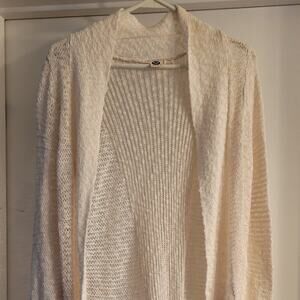 Roxy Cream Open Knit Cardigan Sweater | Size S | Beachy Boho